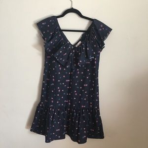 Rebecca Taylor Farren Ruffle Navy Comb Dress NWT